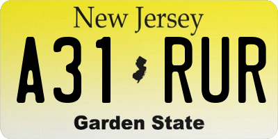 NJ license plate A31RUR