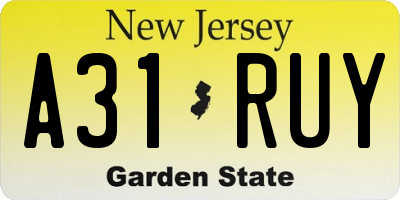 NJ license plate A31RUY