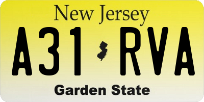 NJ license plate A31RVA