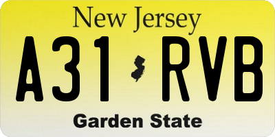 NJ license plate A31RVB