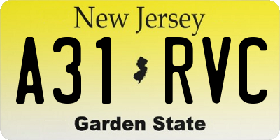 NJ license plate A31RVC