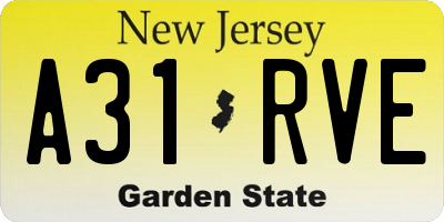 NJ license plate A31RVE