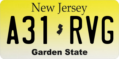 NJ license plate A31RVG