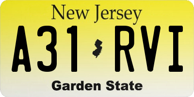 NJ license plate A31RVI