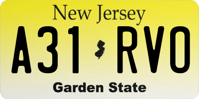 NJ license plate A31RVO