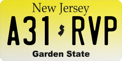 NJ license plate A31RVP