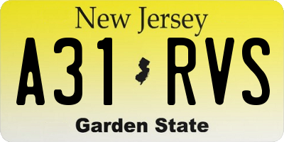 NJ license plate A31RVS