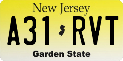 NJ license plate A31RVT