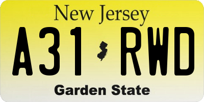 NJ license plate A31RWD