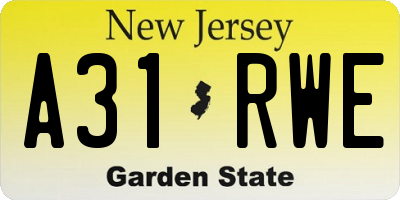 NJ license plate A31RWE