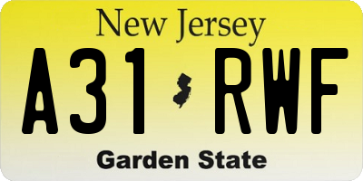 NJ license plate A31RWF