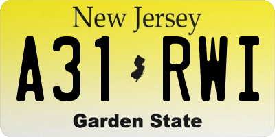 NJ license plate A31RWI