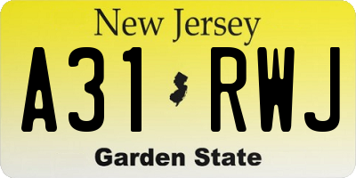 NJ license plate A31RWJ