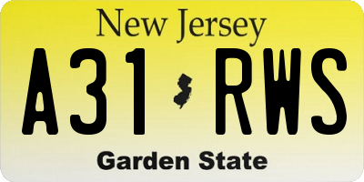 NJ license plate A31RWS