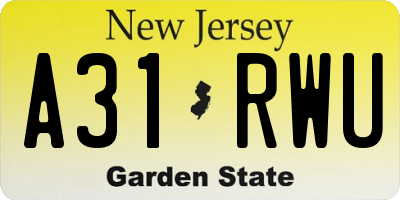 NJ license plate A31RWU