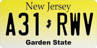 NJ license plate A31RWV