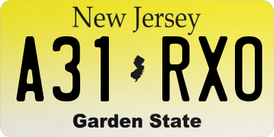 NJ license plate A31RXO