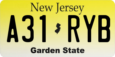 NJ license plate A31RYB