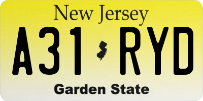 NJ license plate A31RYD