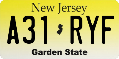 NJ license plate A31RYF