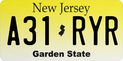 NJ license plate A31RYR