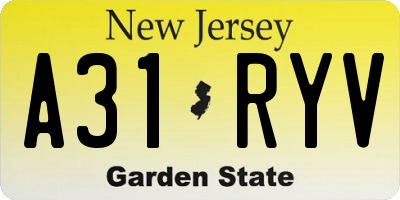 NJ license plate A31RYV