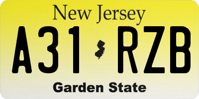 NJ license plate A31RZB