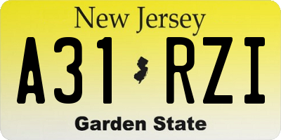 NJ license plate A31RZI