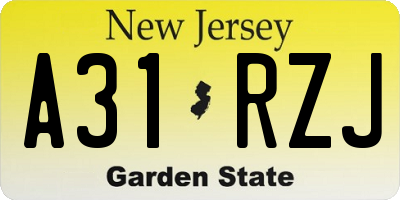 NJ license plate A31RZJ