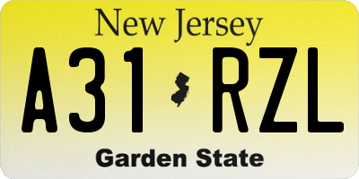 NJ license plate A31RZL