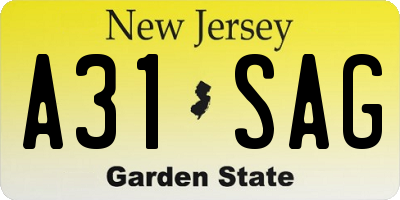 NJ license plate A31SAG