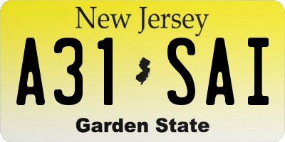 NJ license plate A31SAI