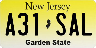 NJ license plate A31SAL