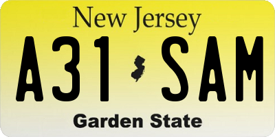 NJ license plate A31SAM