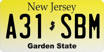 NJ license plate A31SBM