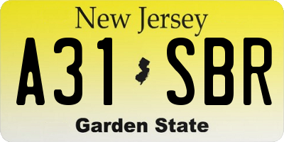NJ license plate A31SBR