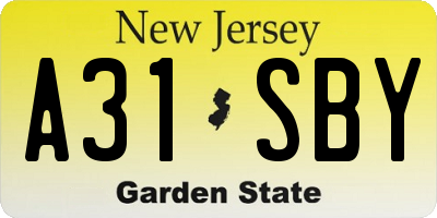 NJ license plate A31SBY