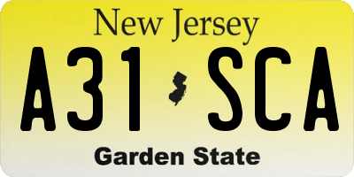 NJ license plate A31SCA