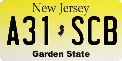 NJ license plate A31SCB