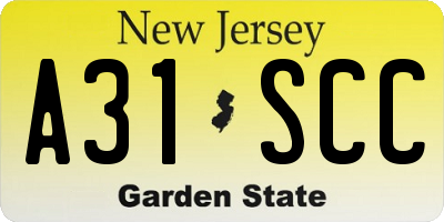 NJ license plate A31SCC