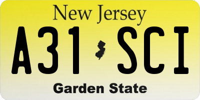 NJ license plate A31SCI