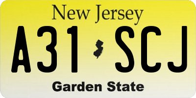 NJ license plate A31SCJ