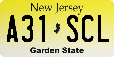 NJ license plate A31SCL