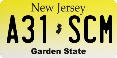 NJ license plate A31SCM