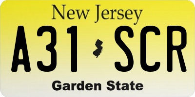 NJ license plate A31SCR