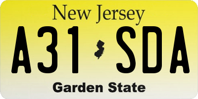 NJ license plate A31SDA