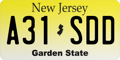 NJ license plate A31SDD