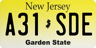 NJ license plate A31SDE