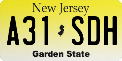 NJ license plate A31SDH