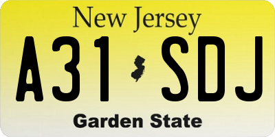 NJ license plate A31SDJ